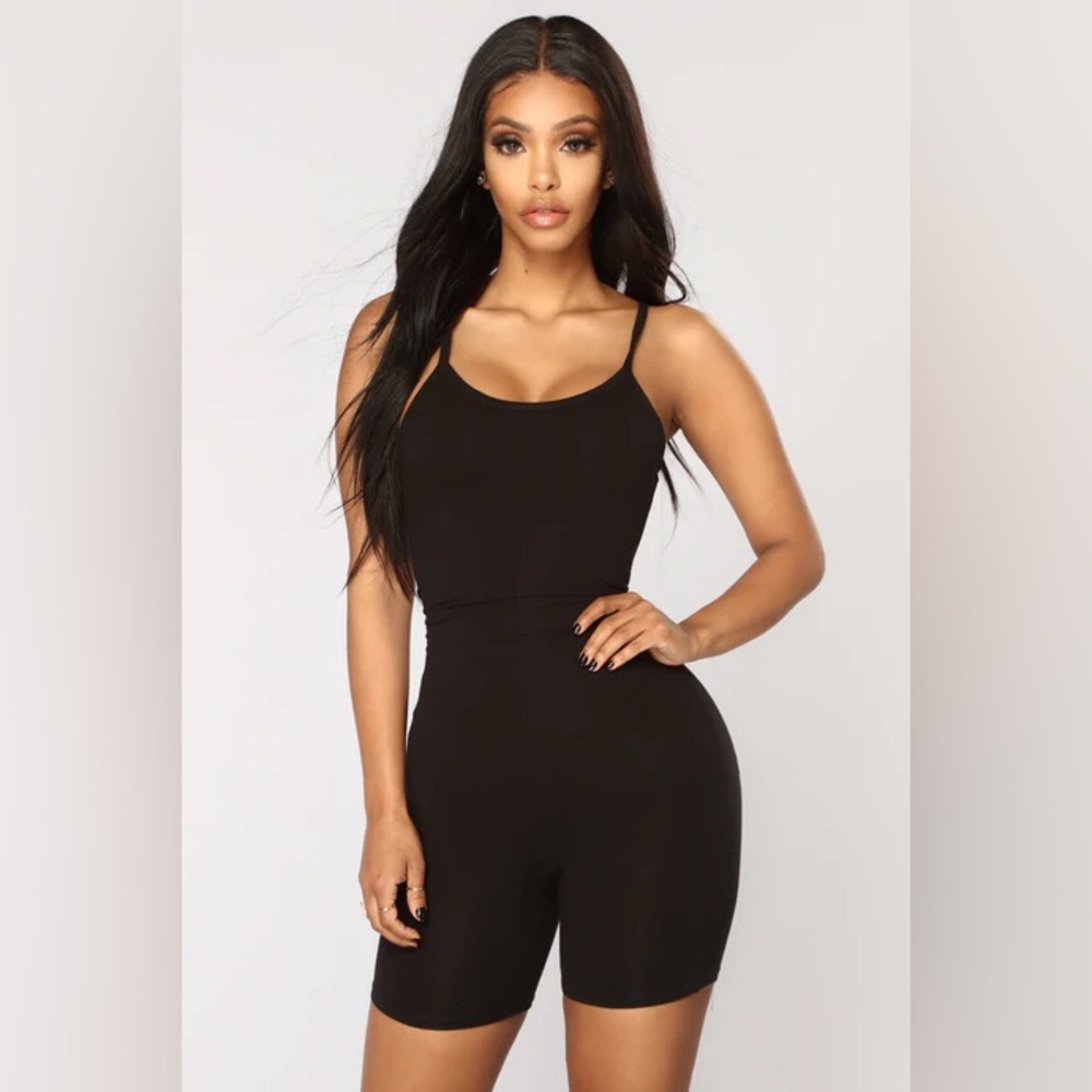 Fashion Nova Never Back Down Romper - Black